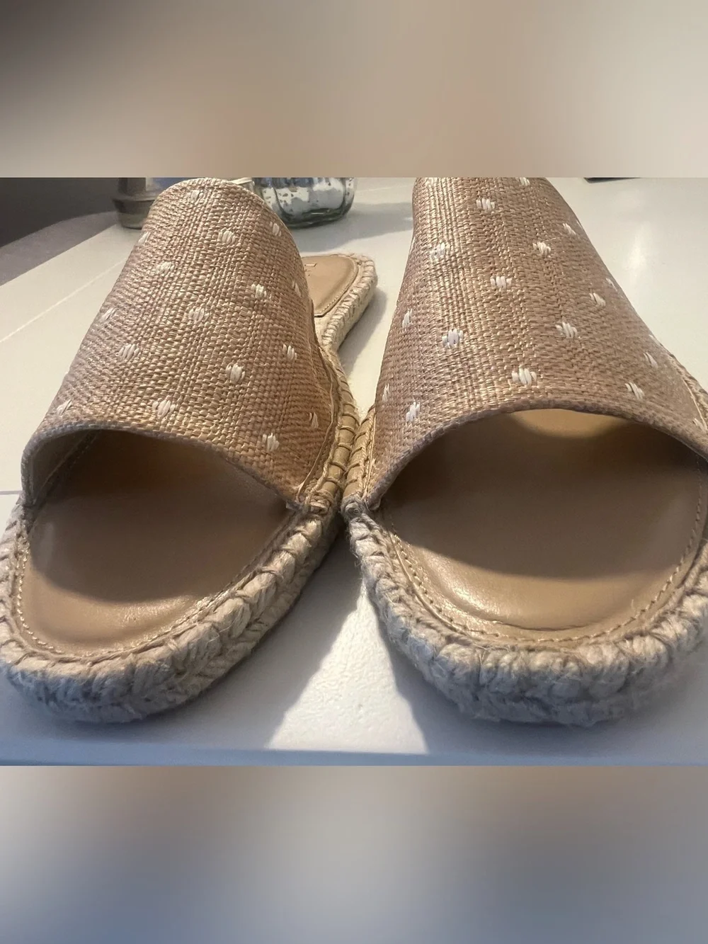 NWOB TALBOTS LLYSSA ESPADRILLE POLKA DOT SLIP ON SANDALS SZ 8